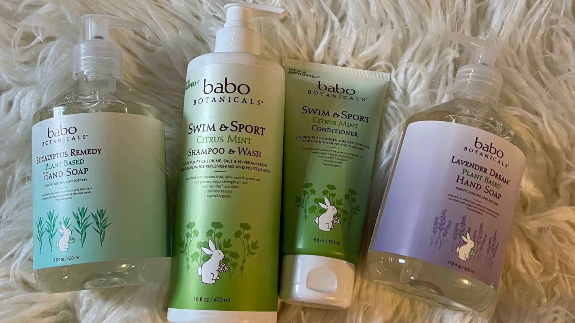review, photos, ingredients, trends, skincare, 2022, 2023, babo botanicals, swim & sport citrus mint shampoo & wash, swim & sport citrus mint conditioner, plant based hand soap, eucalyptus remedy, lavender dream