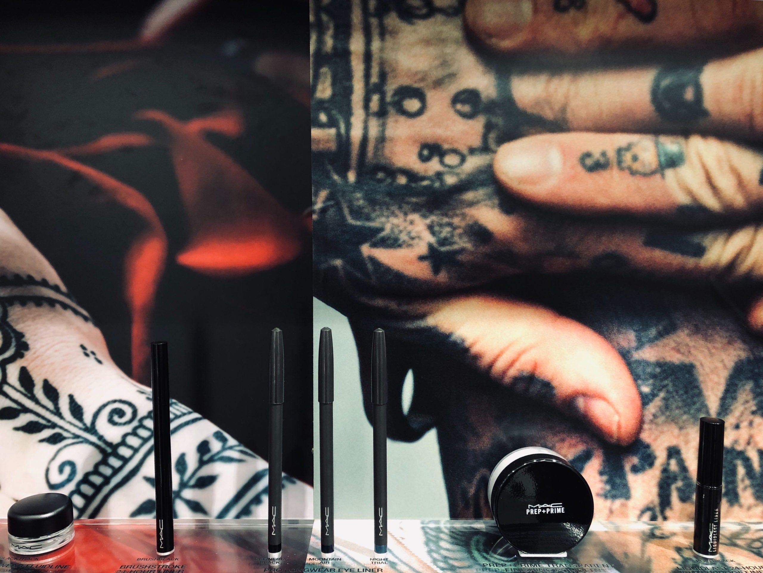 Review, Swatches, Photos, Makeup Trends 2019, 2020: MAC Cosmetics x Comme Des Garcons, 24-Hour Liner, Pro-Longwear Eye Liner, Fluidline, Liquidlast Waterproof, Prep + Prime Transparent Finishing Powder