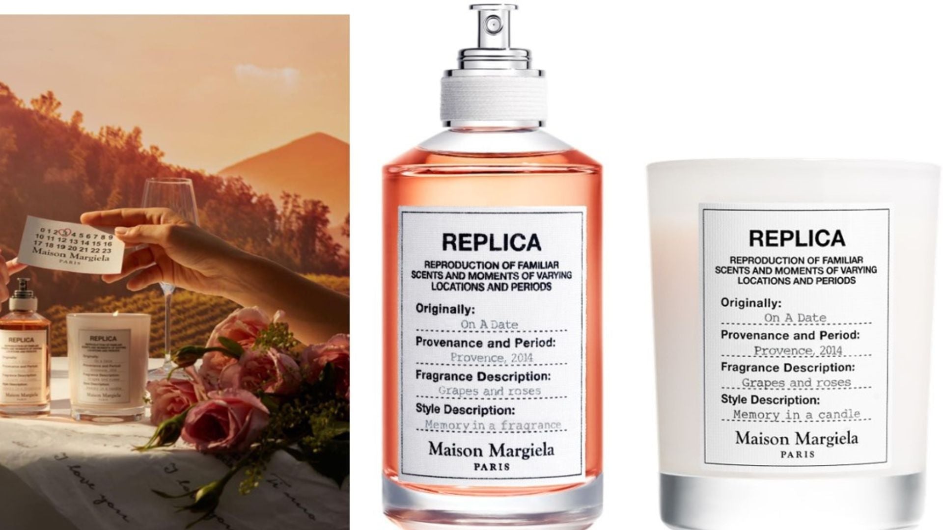 review, photos, ingredients, trends, perfume, fragrance, 2023, 2024, replica, maison margiela paris, on a date, best new fragrances, valentine's day fragrances, sephota, eau de toilette, scented candle