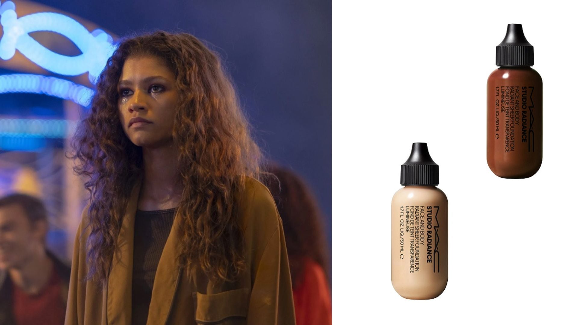 review, photos, ingredients, swatches, trends, makeup, 2022, 2023, zendaya, euphoria, get the look, doniella davy, mac cosmetics, studio radiance face and body radiant sheer foundation, longwearing foundation, waterproof, satin